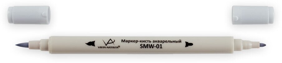 Акварельный маркер-кисть "VISTA-ARTISTA" SMW-01 0.8 мм - 2 мм кисть/круглое тонкое S515 серый холодный II 0/Cool Grey II 0
