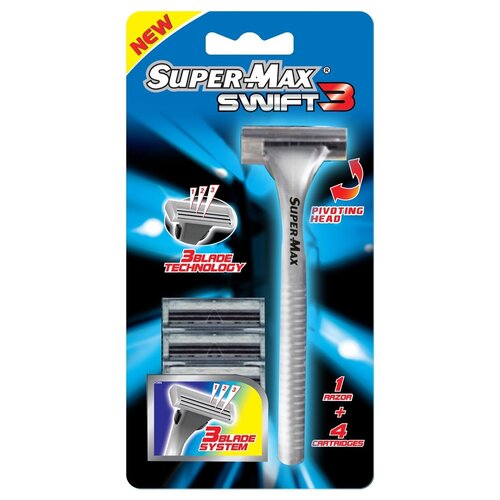 Многоразовый бритвенный станок Super Max SWIFT 3, 5 шт.