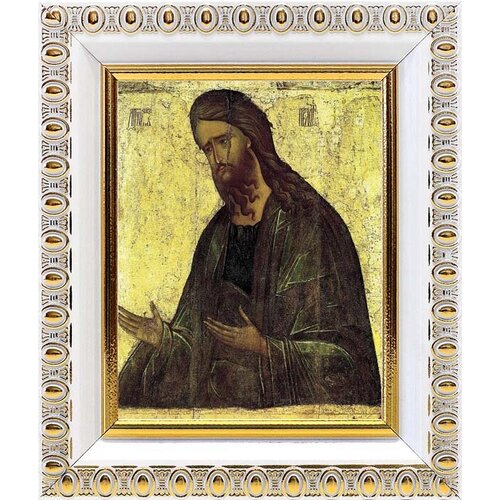 Святой Иоанн Предтеча, XV в, икона в белой пластиковой рамке 8,5*10 см