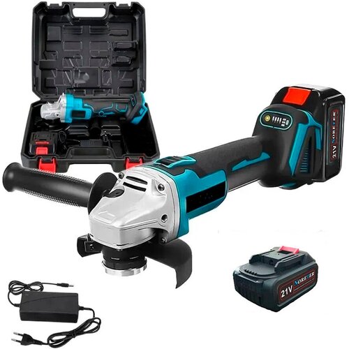 Аккумуляторная углошлефовальная машинка болгаркас мощным аккумулятором 4Ah в пластиковом кейсе 883200₽