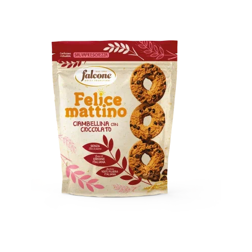 Печенье сдобное Falcone "Felice Mattino" с шоколадной крошкой, 500 г, Италия