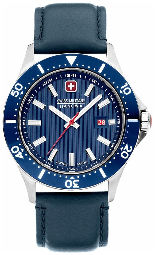 Наручные часы Swiss Military Hanowa Наручные мужские часы Swiss Military Hanowa SMWGB2100607 с сапфировым стеклом с гарантией, синий, серебряный