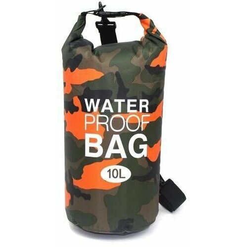 фото Гермомешок оранжевый хаки 10л ecotravel, портативная, водонепроницаемая сумка, для туризма/сплава/рыбалки, на пляж