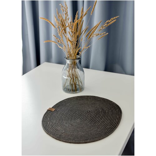 Салфетка сервировочная на столик TAKE the ROPE 39*33см. плейсмат из джута, серая