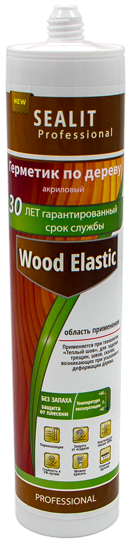 Герметик для дерева акриловый Sealit Wood Elastic, теплый шов, 280 мл, Палисандр