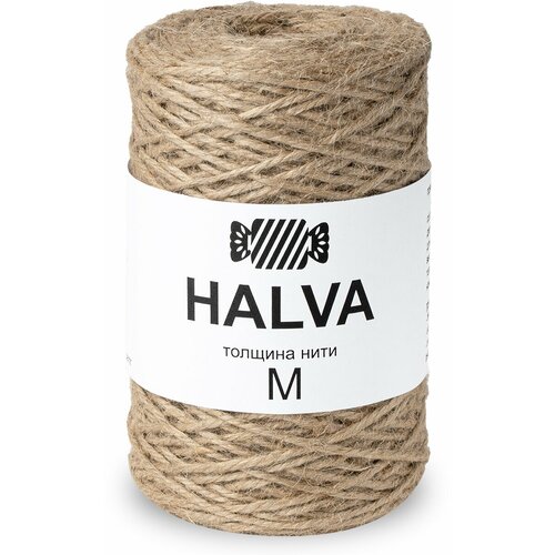 Джутовая пряжа для вязания Halva M 2мм, 200м/200г, плетения, ковров, сумок, корзин, халва