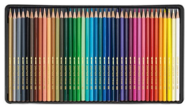 Карандаши цветные Carandache 1288.340 Fancolor акварельные шестигранный дерево металлическая коробка (40 штук)