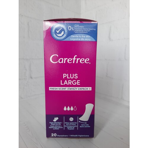 Прокладки ежедневные Carefree plus large fresh scent 3 капли 20штук