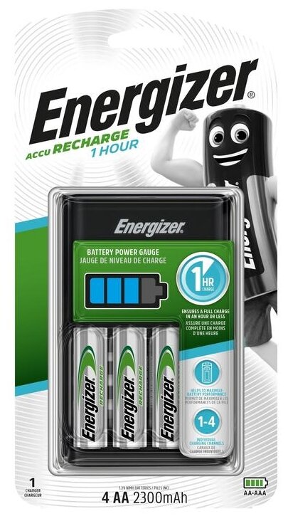 Зарядное устройство для аккумуляторных батареек ENERGIZER 1 HOUR Charger + 4 аккумуляторные батарейки AA 2300 mAh