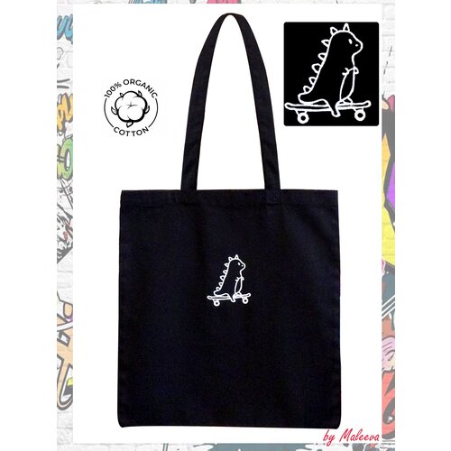 фото Сумка шоппер повседневная, текстиль, вмещает а4, черный by maleeva