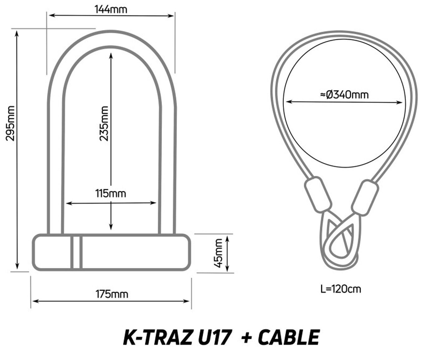Замок велосипедный Zefal K-Traz U17 Cable