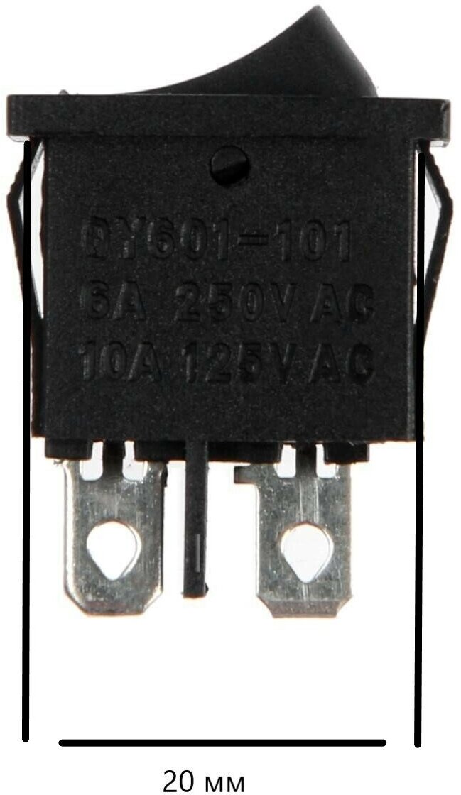 Клавишный выключатель, 250 В, 6 А, ON-OFF, 2c, цвет черный, 4 шт - фотография № 2