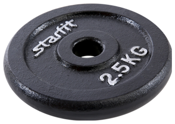 Диск STARFIT BB-204 2,5 кг, d=26 мм, черный, чугунный