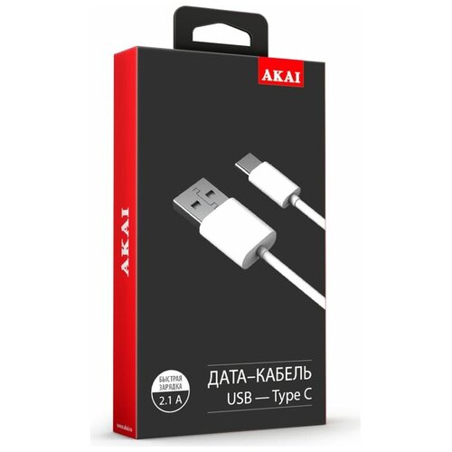 Дата-кабель Akai CE-465W USB-Type-C TPE белый дата кабель akai ce 465w type c 1м 2 1а пвх white