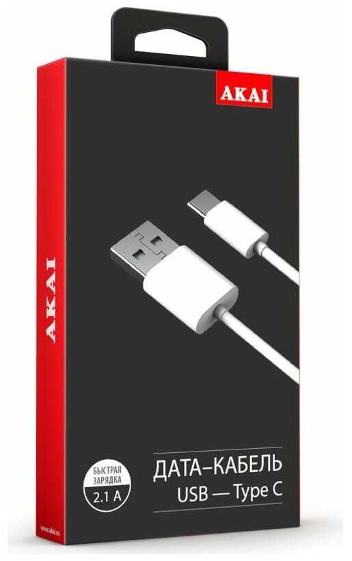 Дата-кабель Akai CE-465W USB-Type-C TPE белый