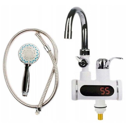 Проточный электрический водонагреватель-кран, с душем и температурным дисплеем