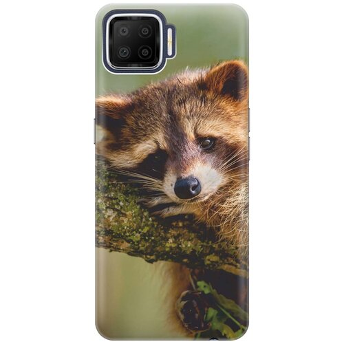 фото Cиликоновый чехол на oppo a73 / оппо а73 с принтом "задумчивый енот" gosso