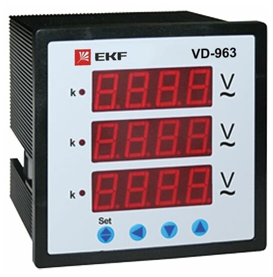 Вольтметр цифровой VD-963 на панель 96х96 трехфазный EKF vd-963 1шт