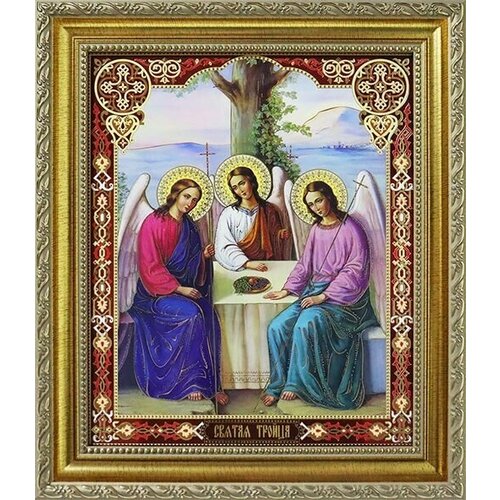 Православная Икона Икона Святая Троица рама 20х25 (26х31) багет Андрей Рублев Православная православная икона