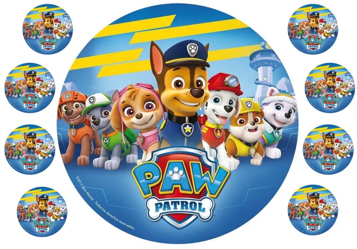 Щенячий патруль картинки для печати на сахарной бумаге для тортов