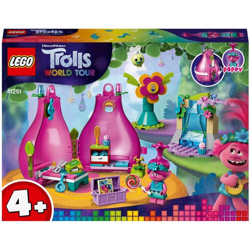 конструктор lego trolls 41250 вечеринка на техно рифе Конструктор LEGO Trolls World Tour 41251 Домик-бутон Розочки, 103 дет.