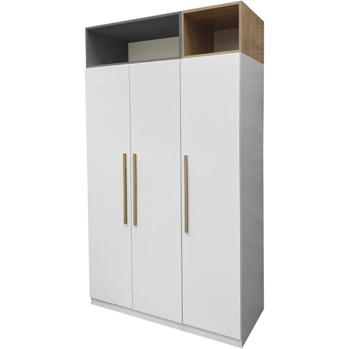 Шкаф Блокс Лайт 120х210 с ящиками, Дуб, Графит, Мебель Дёшево