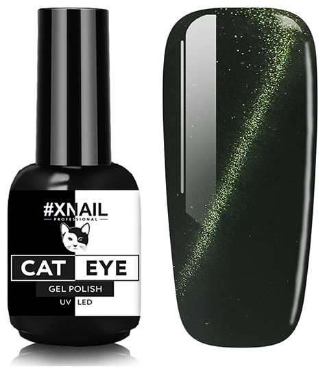 фото Гель лак XNAIL PROFESSIONAL Cat Eye кошачий глаз, магнитный, камуфлирующий, для дизайна ногтей, 10 мл, № 37