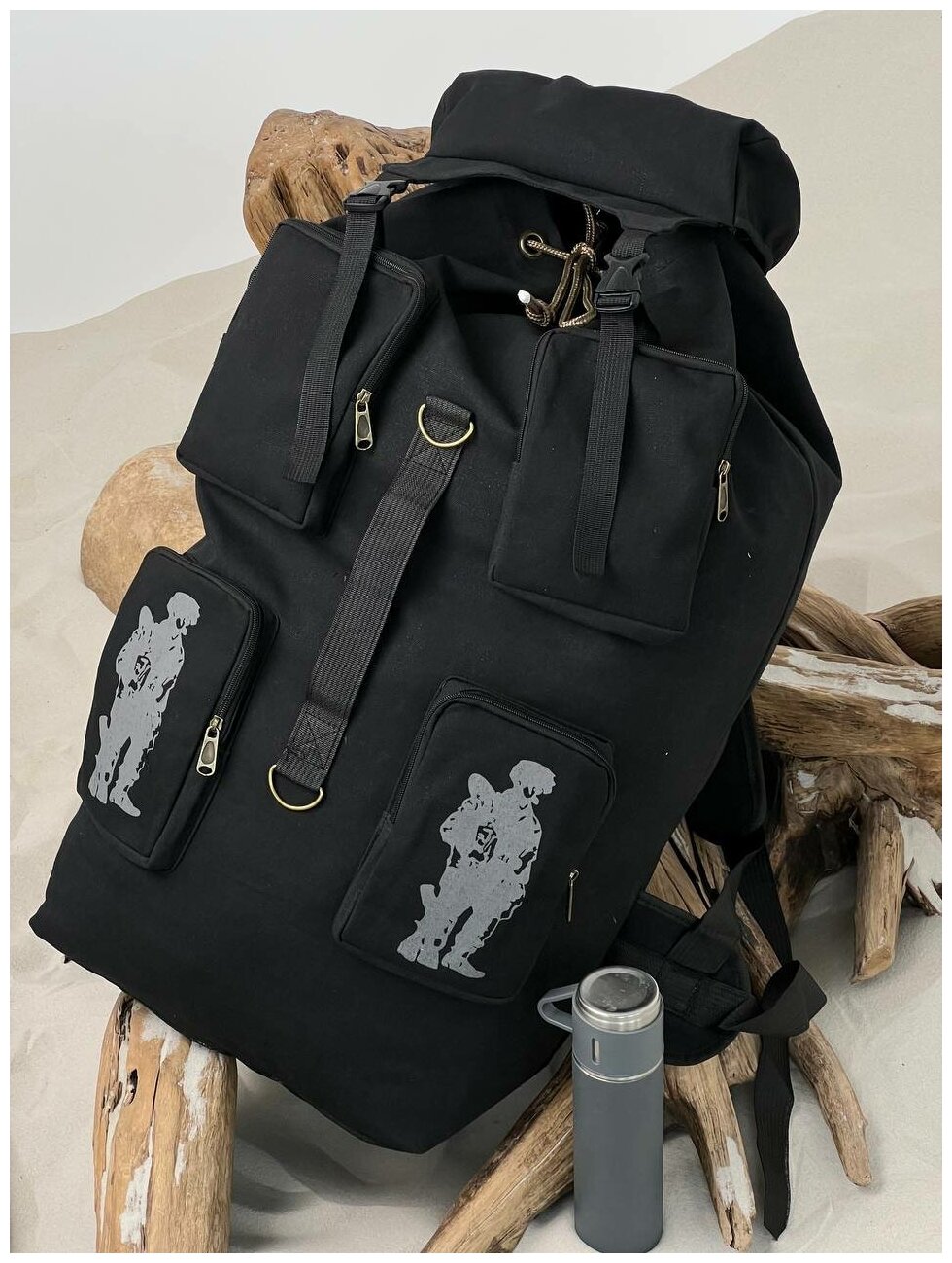 Рюкзак туристический походный тактический 100 литров цвет черный