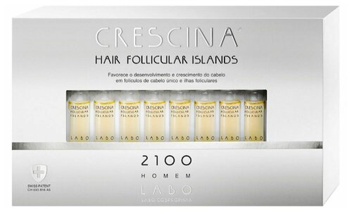 Crescina Ампулы для стимуляции роста волос для мужчин, дозировка 2100: при запущенной стадии, 3.5 мл, 10 шт., ампулы