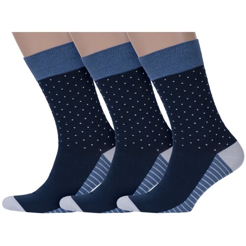 фото Комплект из 3 пар мужских носков moscowsocksclub nm-528, темно-синие, размер 25 (38-40)