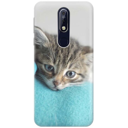 фото Gosso ультратонкий силиконовый чехол-накладка для nokia 7.1 (2018) с принтом "котенок на пледе"