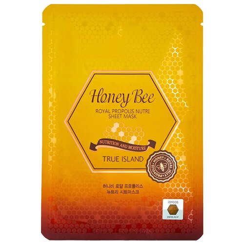 TRUE ISLAND тканевая маска Honey Bee Royal Propolis Nutri Sheet Mask, 27 мл маска на тканевой основе с экстрактом маточного молочка true island honey bee royal propolis nutri sheet mask 27 мл