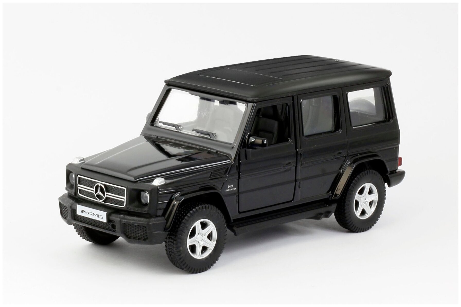 Машинка металлическая Uni-Fortune RMZ City серия 1:32 Mercedes Benz G63 AMG, инерционная. чёрный матовый цвет, двери открываются 554991M