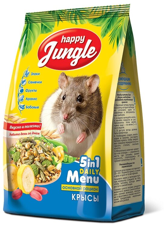 Корм Happy Jungle для декоративных крыс, 400 гр.