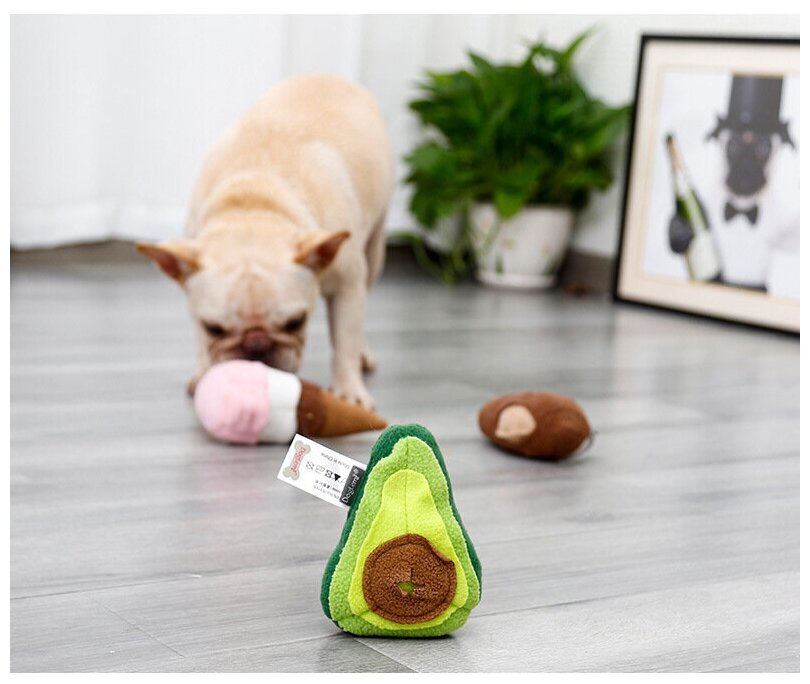 Мягкая игрушка для собак "Авокадо" с кармашками для еды, нюхательная игрушка для собак - фотография № 2