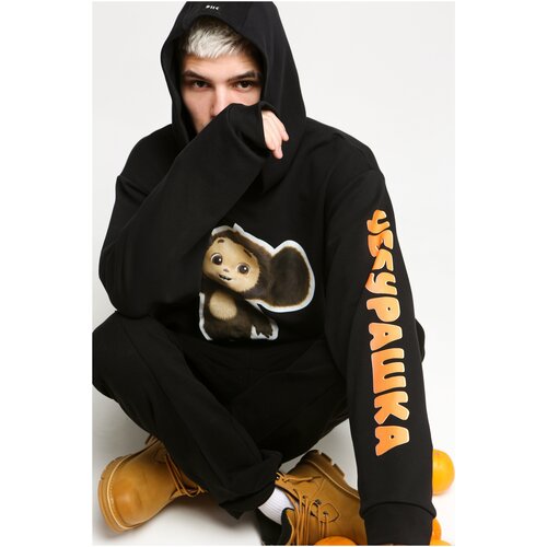 Худи Чебурашка  & DNK Woman/Man, размер OverSize X, цвет чёрный