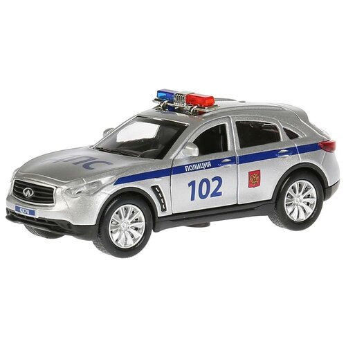 Полицейский автомобиль ТЕХНОПАРК Infiniti QX70 полиция (QX70-P) 1:41, 12 см, серебристый инерционный автомобиль мчс