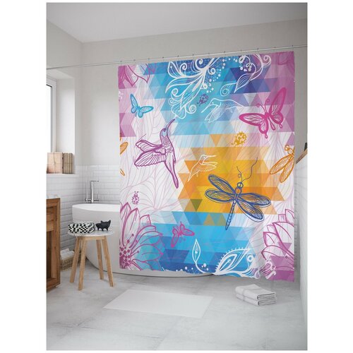фото Штора для ванной joyarty птица в мире насекомых 180х200 (sc-18361)