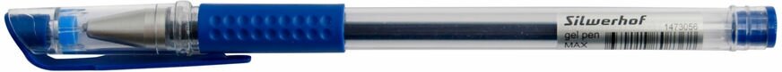 Ручка гелев. Silwerhof Max d=0.5мм чернила син. кор. карт. сменный стержень линия 0.3мм резин. манжет
