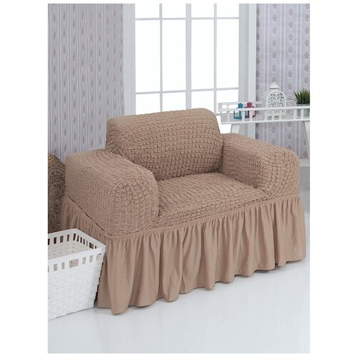 фото Чехол на кресло с оборкой venera, цвет бежевый