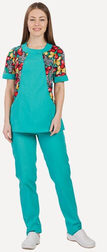 Изображение товара Медицинский костюм женский "Лето" цвет зеленый/бабочки, размер 42
