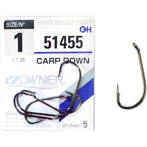 Крючки OWNER 51455 Carp Down BC №1 5шт крючки owner 51455 carp down 2 5шт