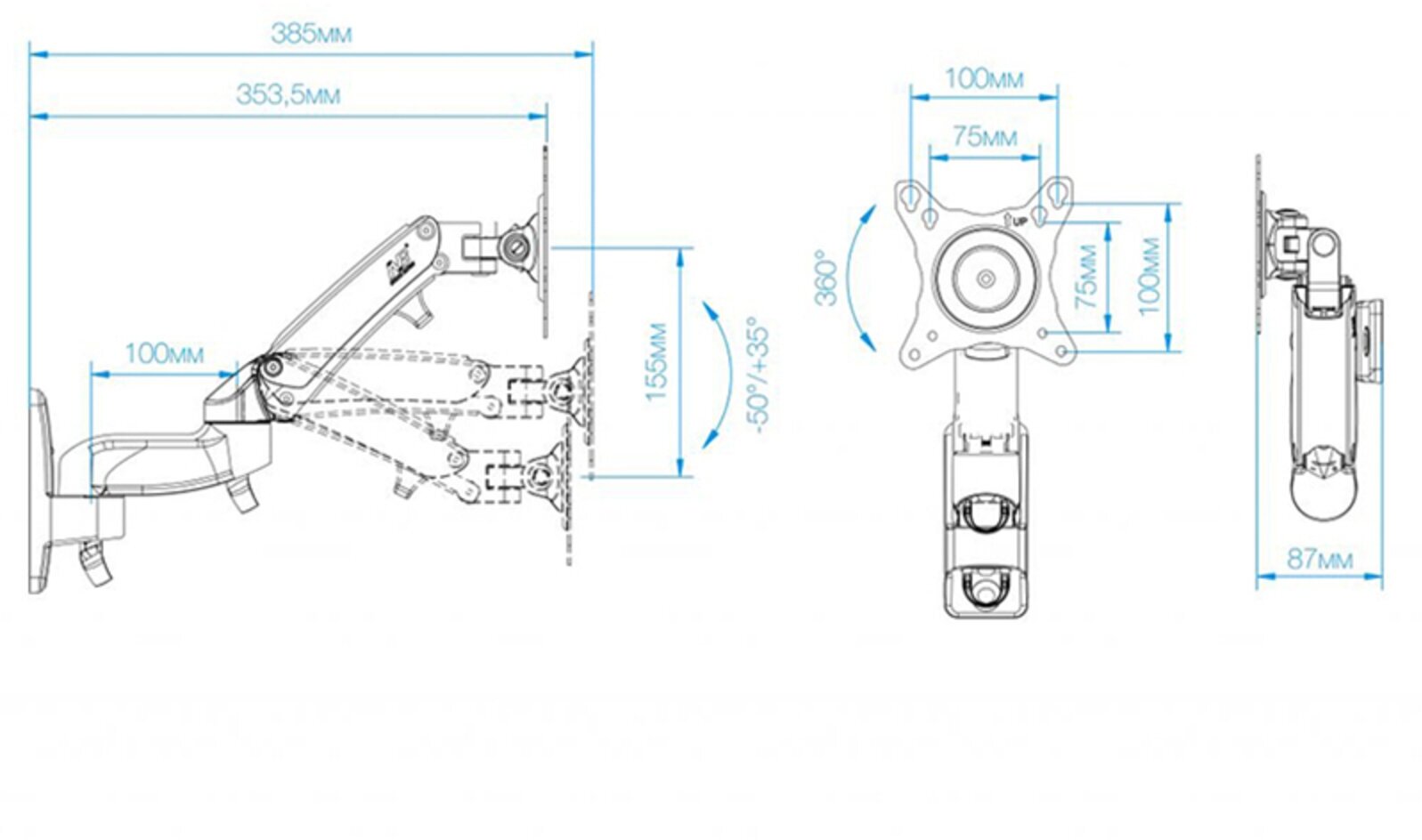 North Bayou NB F150 Silver кронштейн с газлифтом — купить в интернет ...
