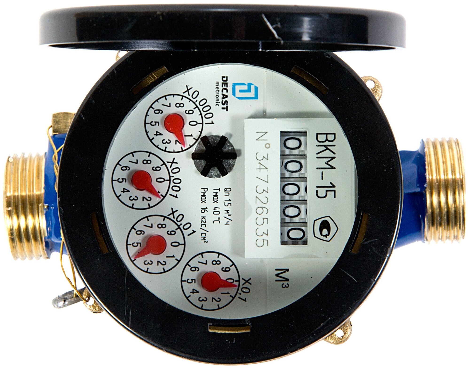 Счётчик холодной воды Ду 15 мм (с комп. штуц., имп. выход), Декаст ВКМ-15 ДГ2, 71-15-03 (ст.01-15-03) - фотография № 2