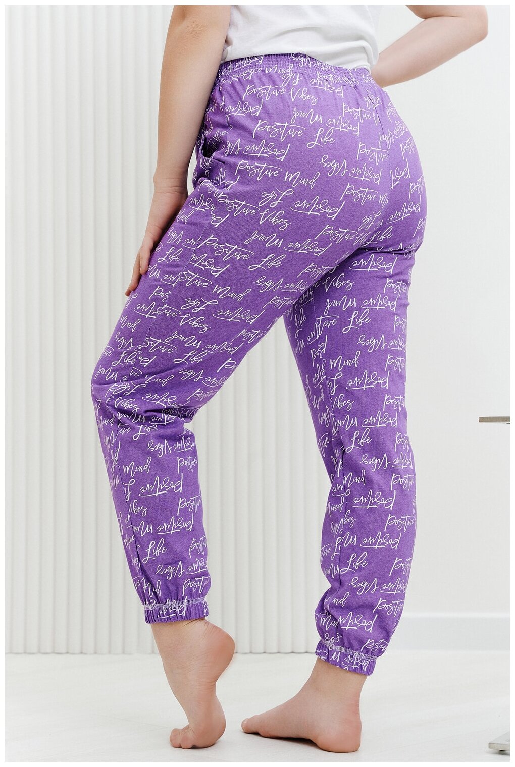 Брюки Натали, без рукава, пояс на резинке, карманы, размер 54, фиолетовый - фотография № 3