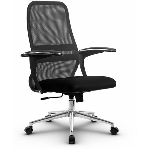 Компьютерное офисное кресло mетта SU-СU160-8, СН3, Темно-серое/Черное
