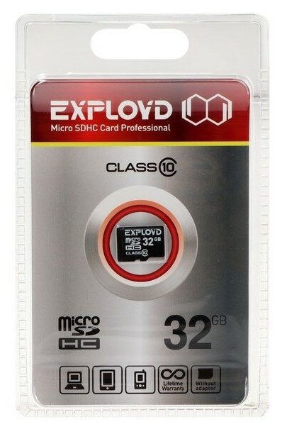 Карта памяти Exployd MicroSD, 32 Гб, SDHC, класс 10