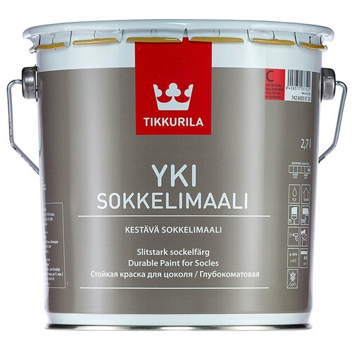 Краска щелочестойкая для цоколей и фасадов Tikkurila Yki Socle матовая (2,7л) А (белая и под колеровку)