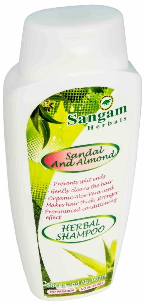 Sangam Herbals шампунь травяной Сандал и Миндаль, 200 мл