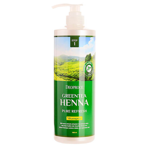Deoproce Шампунь для волос Green Tea Henna Pure Refresh Shampoo, 1000 мл